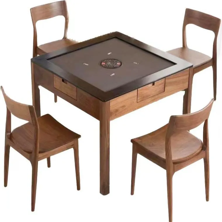 BORO Mahjong Machine Black Walnut Solid Wood Dining Table Integrated Home Intelligent New Chinese Electric Silent Single Table