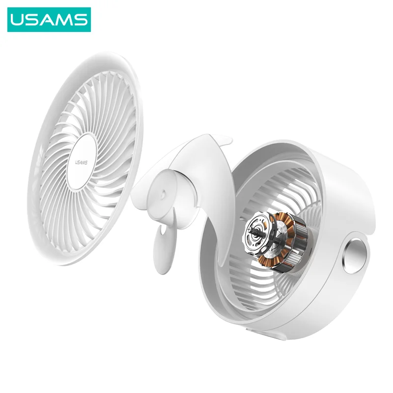 USAMS ZB258 outdoor camping fan with led light 4000mAh 4in1 design desk ceiling floor fan night light battery mini fan