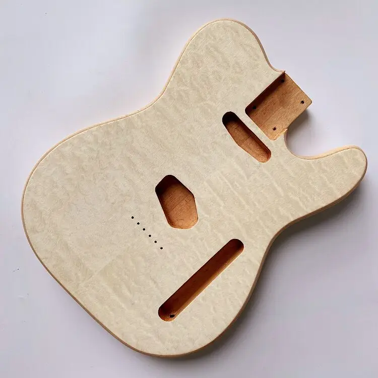 Hot sale Unpainted Alder Electric Guitar Body replacement Unfinished TL  Guitar body with quilted Flame Veneer