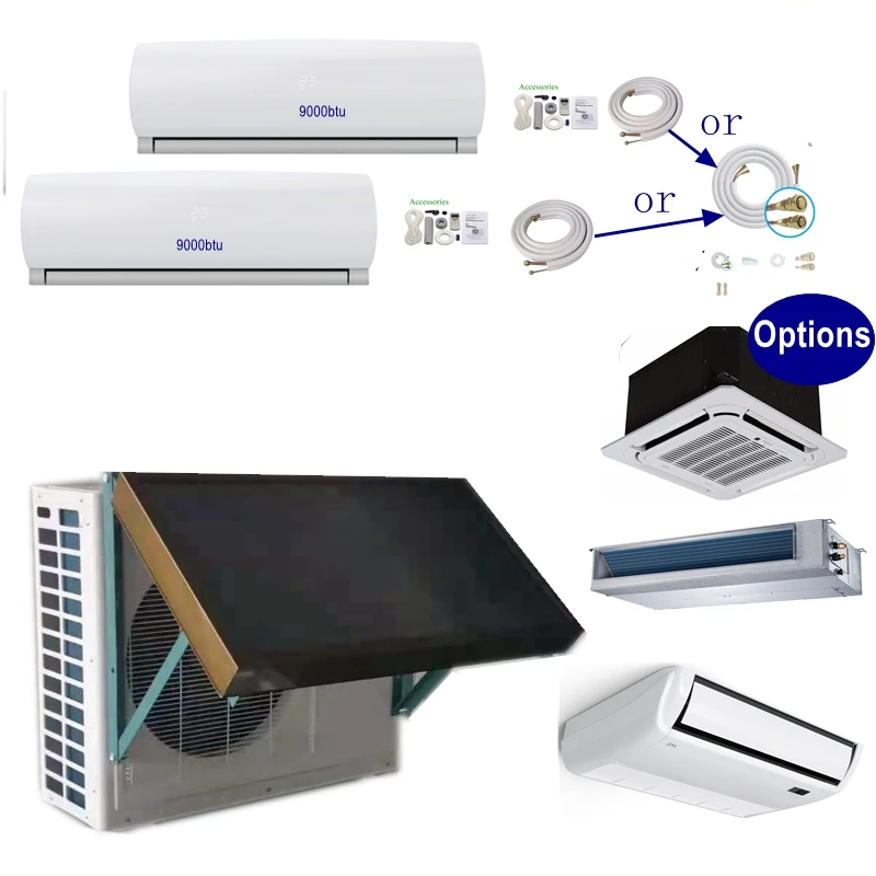 Good Price DC Inverter Tri 3 Zone 12000+12000+12000 Multi 22 SEER Ductless Mini Split hybrid Solar A/C Heat Pump