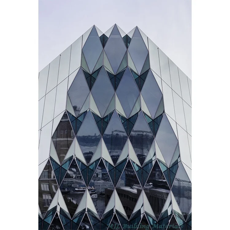 Florida architecture energy saving mirror glazing aluminum curtain wall facade cladding system