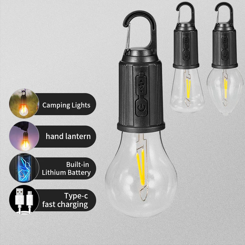 Factory Wholesale Camping Lantern With 3 Lighting Modes Hanging Tent Light Bulbs With Clip Hook For Camping