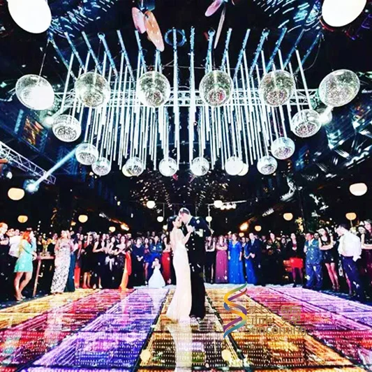 Indoor Outdoor Portable Tempered Glass Wedding Banquet Concert Stage 3D Mirror Dance Floor Tiles