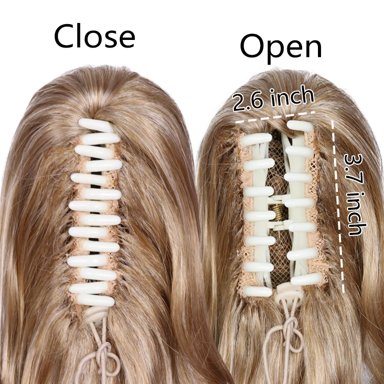 Julianna Japanese Synthetic Synthetique For Women Claw 28 Inch ExtenSions Light Brown Drawstring Ponytail Hair Blond