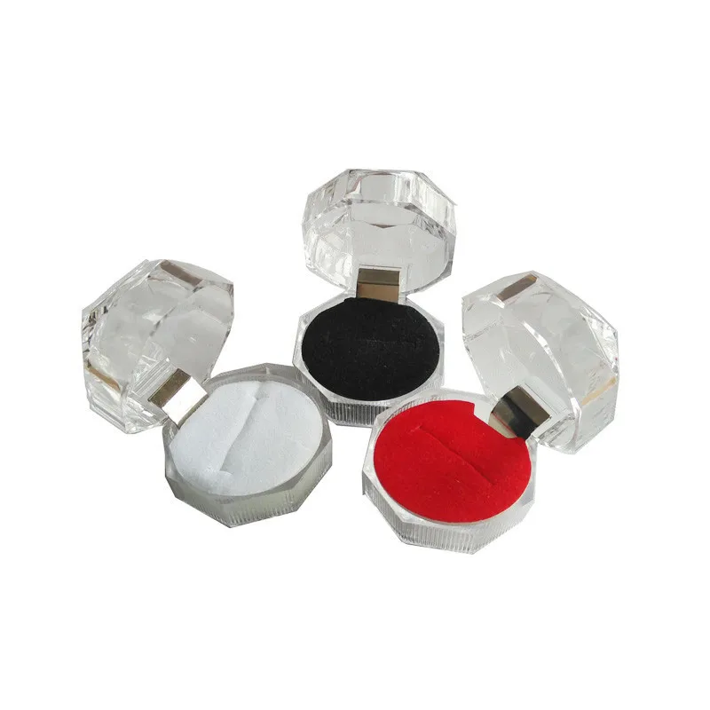 Cheap Transparent Acrylic Crystal Ring Box Earring Storage Display Case Organizer Wedding Jewelry Holder Package Boxes