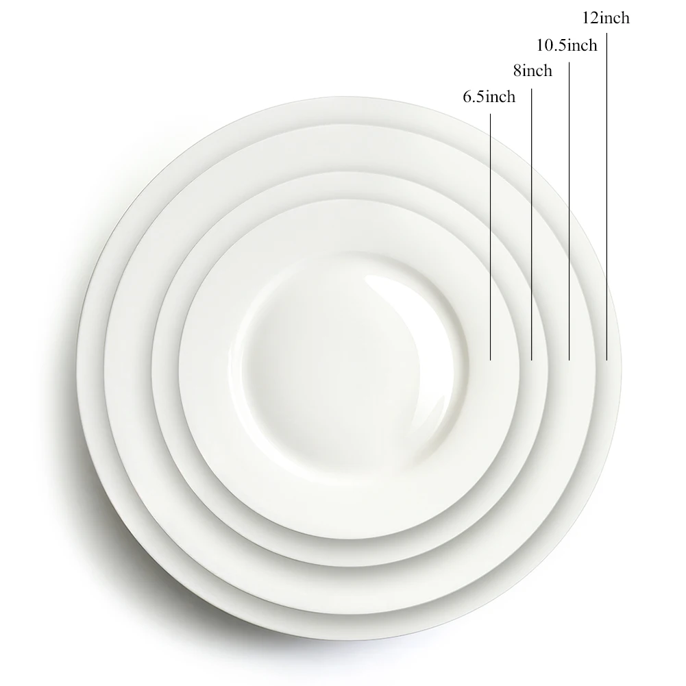 Custom Logo Bone China Plates in Bulk Wholesale Modern White Ceramic Dishes Plates for Catering