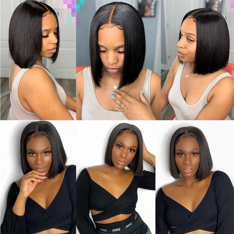 Cheap Short Bob Synthetic  Hair Wig 8-14inch Mink Brazilian Hair  Short Straight Bob Wigs For Black Women