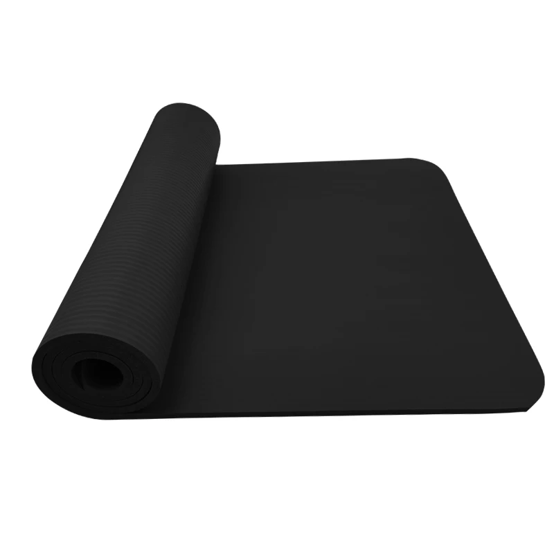 Черный экологически чистый коврик для фитнеса и йоги из ПУ-резины с принтом логотипа на заказ