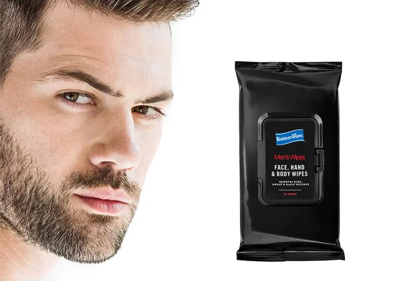 Biokleen 50 Count Resealable Flip Hand and Deodorizing Wipes After Workout Body Facial Wipes Men Health Face Wipes for Men