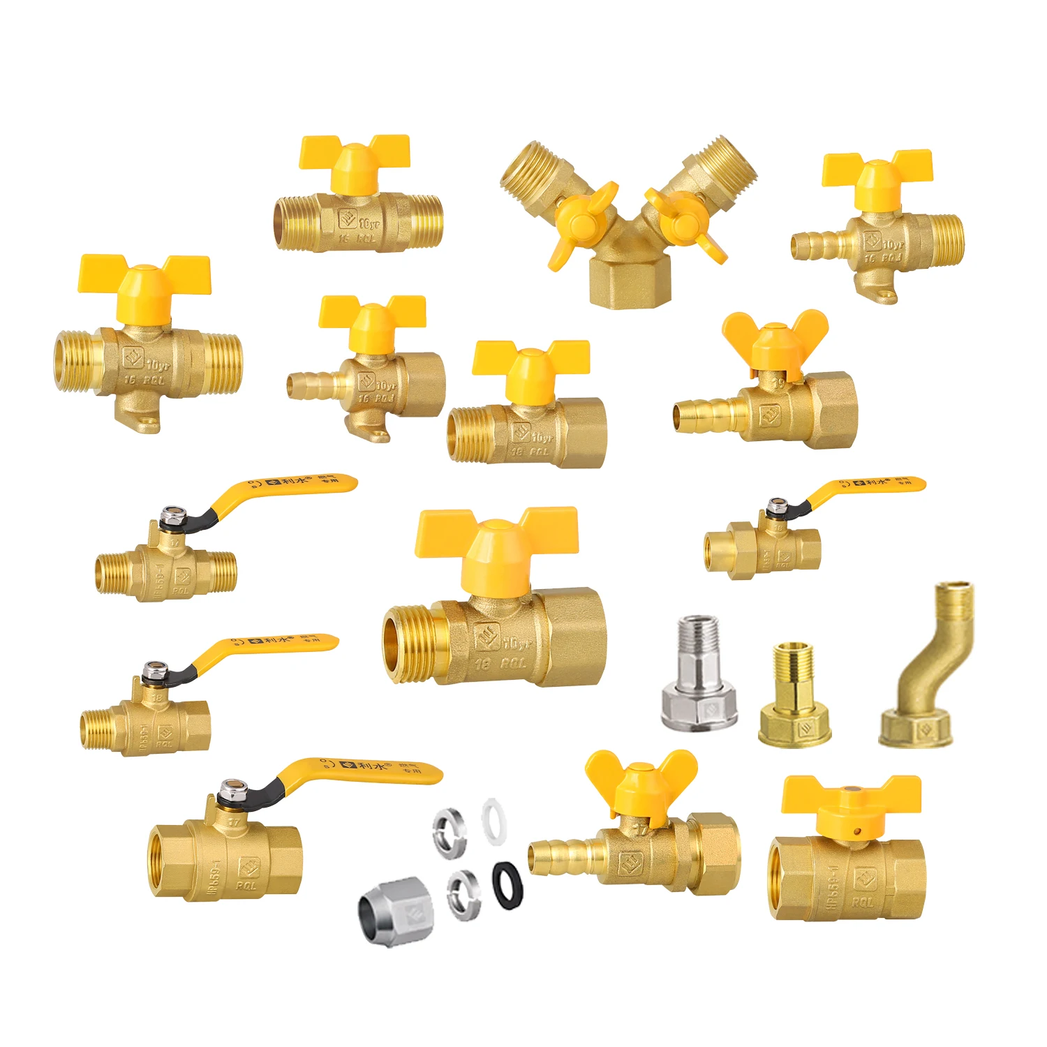 LISHUI High Quality Yellow Handle Forged Gas Valves Gas Control Valve Brass Valve