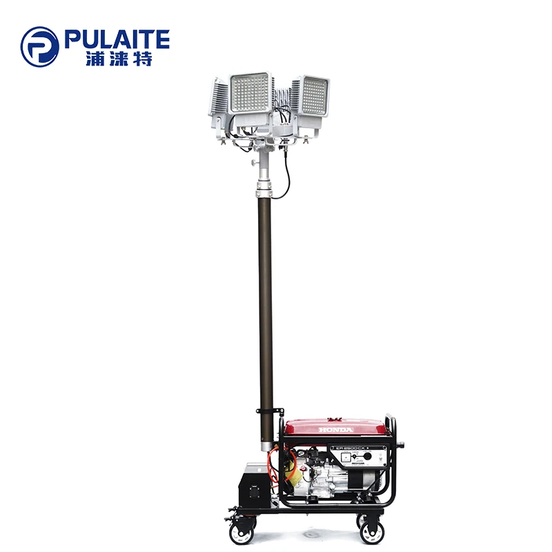 Mobile engine LED tower light telescopic mast pole pneumaticPowerful portable lighting tower Multifunction mobile
