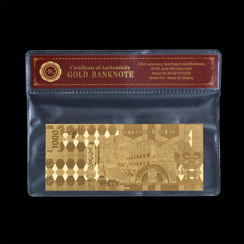 Custom Non-currency Collectible Paper banknotes Mexico Paper banknotes Bank Note Bills 24k Gold Banknote dollars