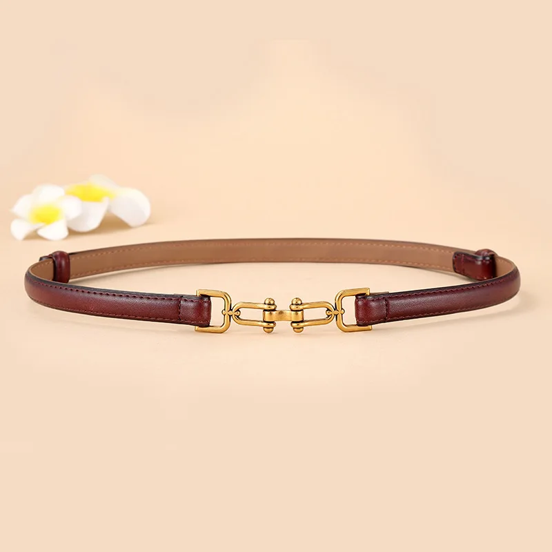 Factory Wholesale Leather Thin Belt Women Fashion Dress Decorative Waist Chain Versatile Suit Waist Belt