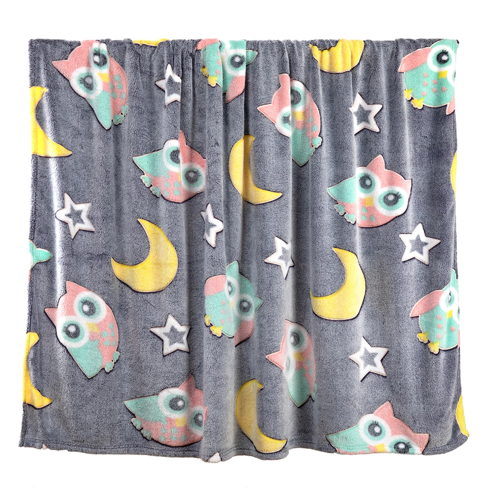 Hot selling glowing plaid fleece blanket shining in night kids luminous star featuring light blankets bright