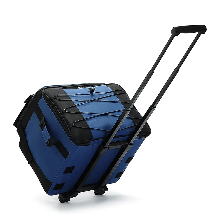 Pull rod incubator outdoor barbecue refrigerated fishing ice pack large capacity foldable cooler bag with wheels