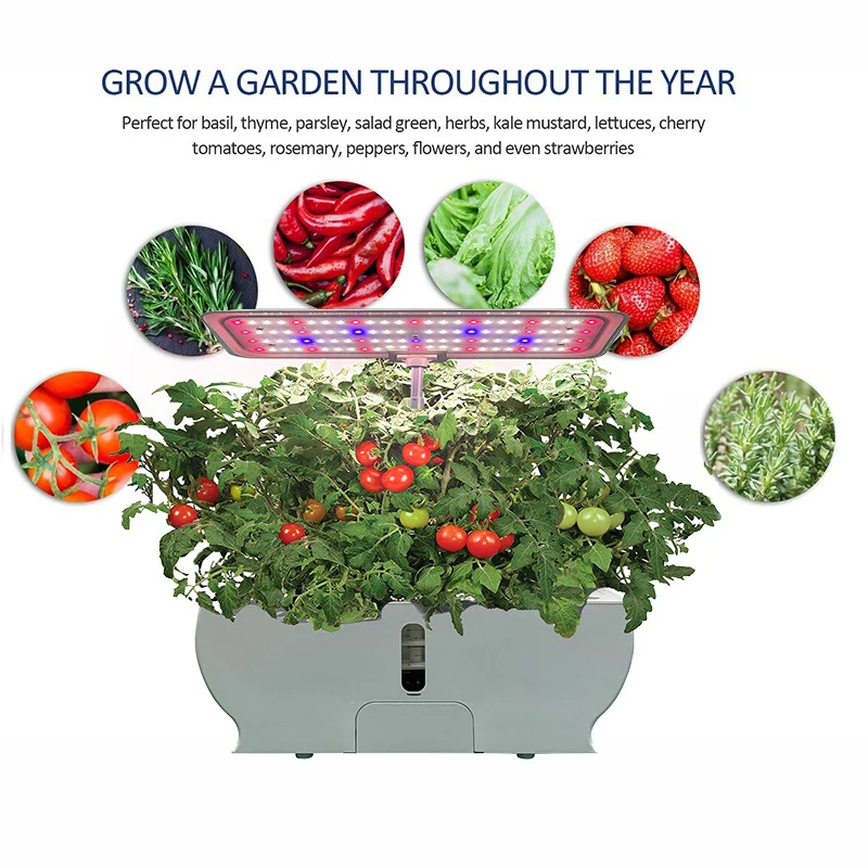 24w Led Grow Light Smart Indoor Garden 24V 1A 9 pods Hydroponics Grow Kit Systems Planter with Remote control Home Kitchen