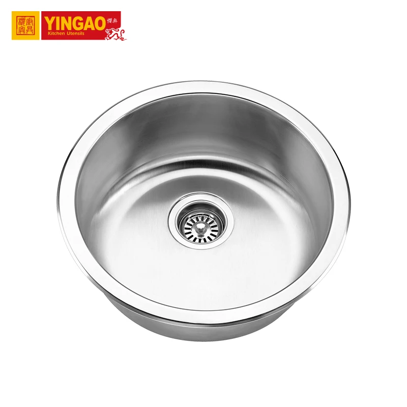 Сделанная на заказ круглая кромка SS304 Одиночная раковина из нержавеющей стали ручная мойка кухонная раковина