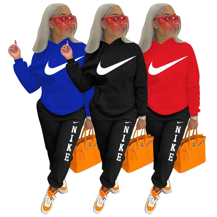 Nike 2021 Tracksuit Womens Two Piece Casual \Jogger Pants Sets Embroided Logo Cotton 2 pcs Sports Sweat Jogging Outfits  Suit