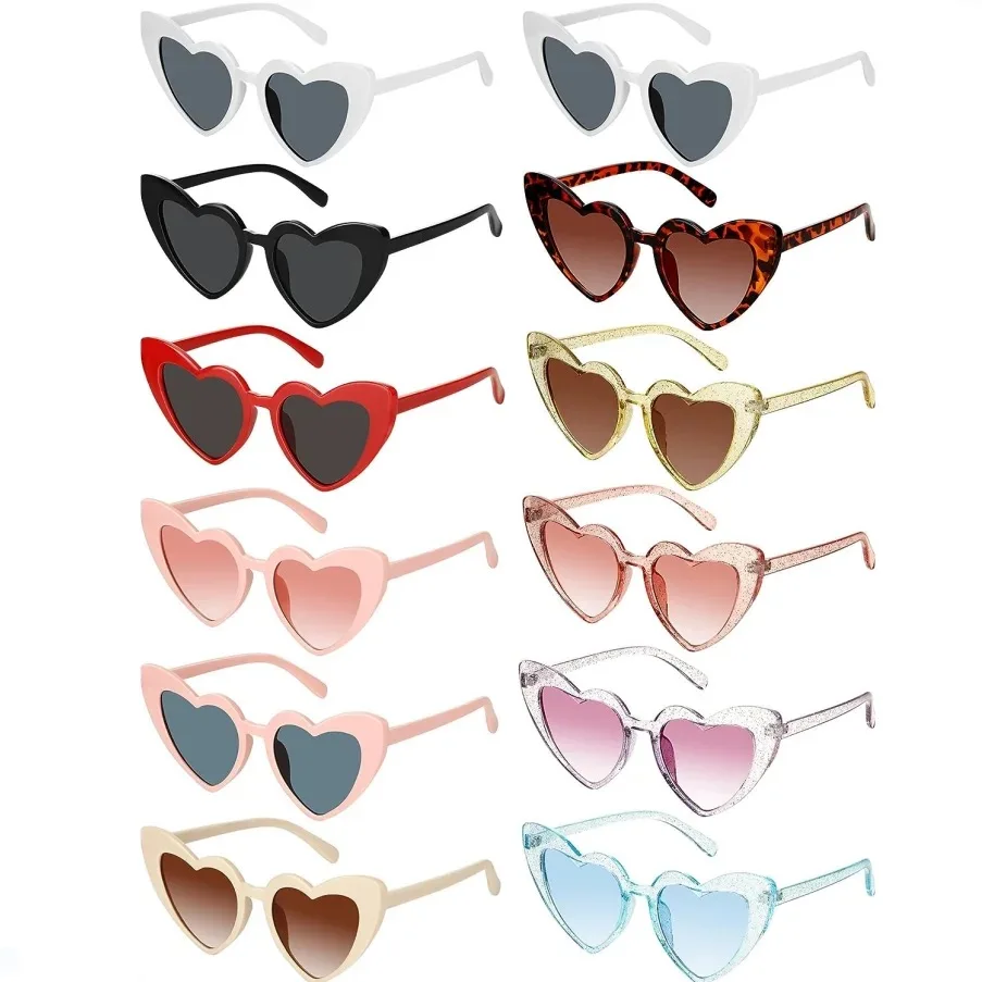 Free samples Custom Logo Pc Colorful Sweet Love Roses Hearts Pink Sunglasses Fashion Women Heart Shaped Sunglasses