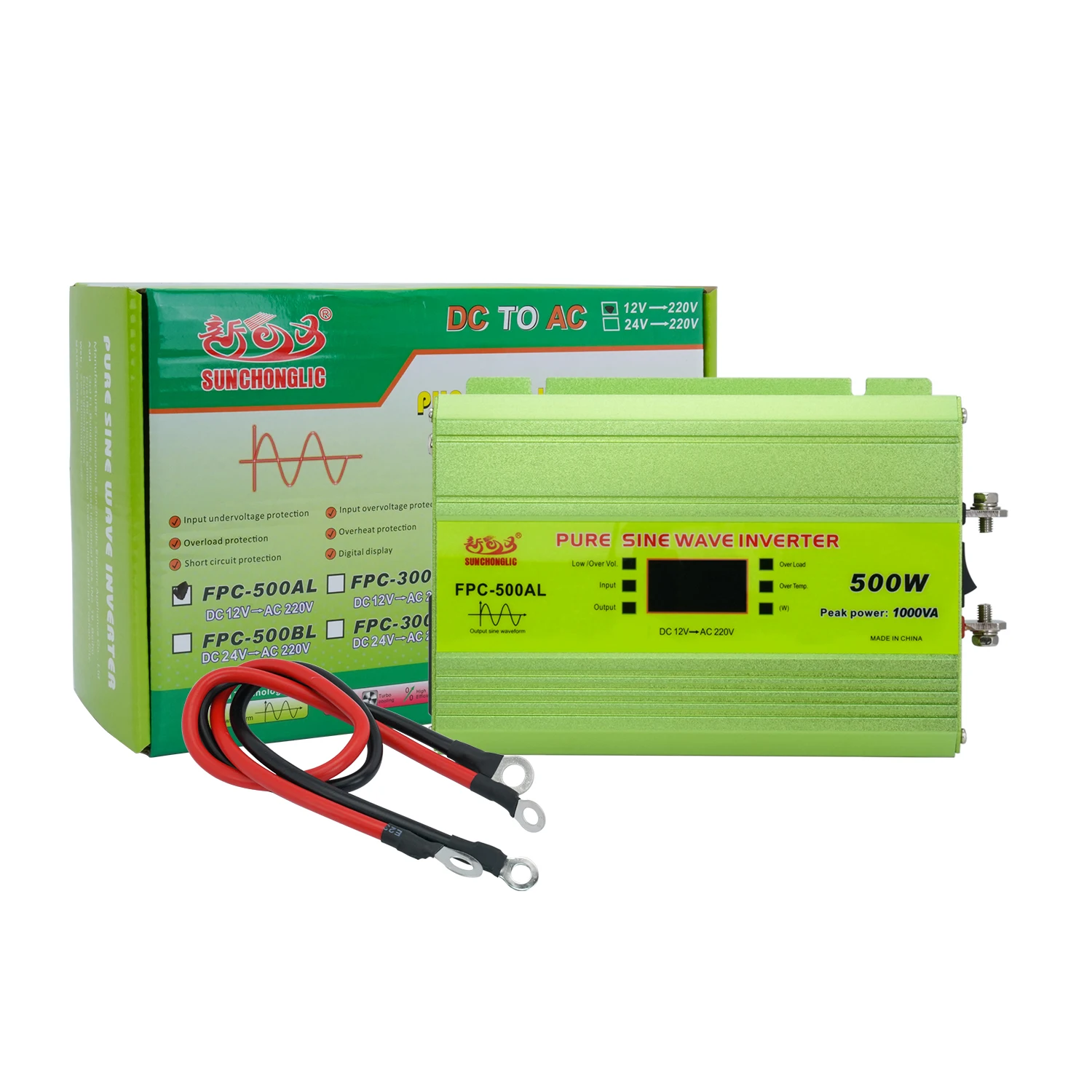 Sunchonglic 12v dc 220v ac 500w pure sine wave inverter power inverter 500 watt off grid inverter