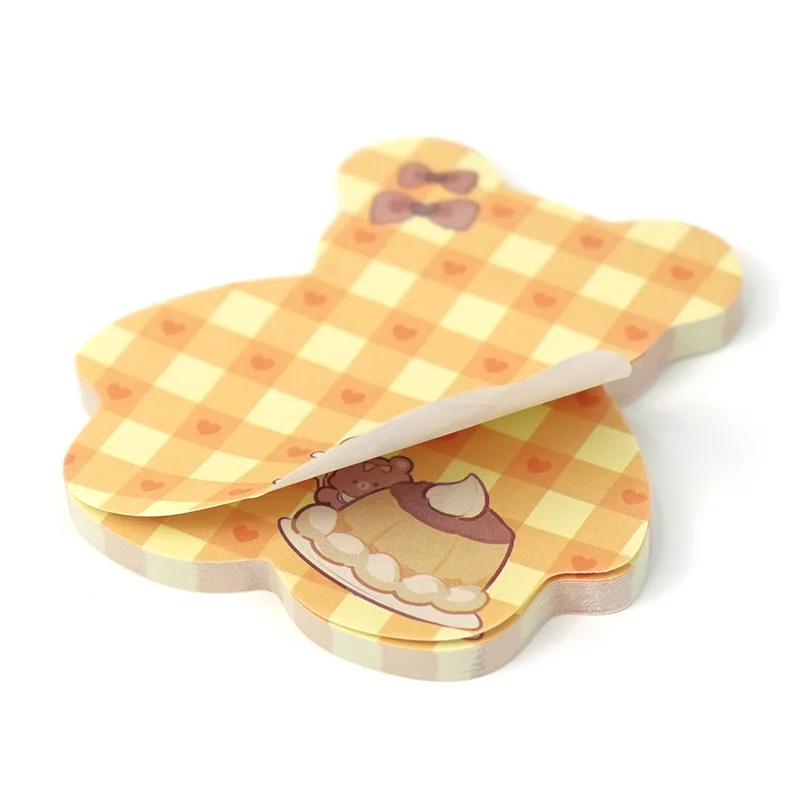 Vograce Notepads Custom Logo Printed Sticky Note Cute Animal Reusable Stationery Heart Shape Glue Sticky Notes