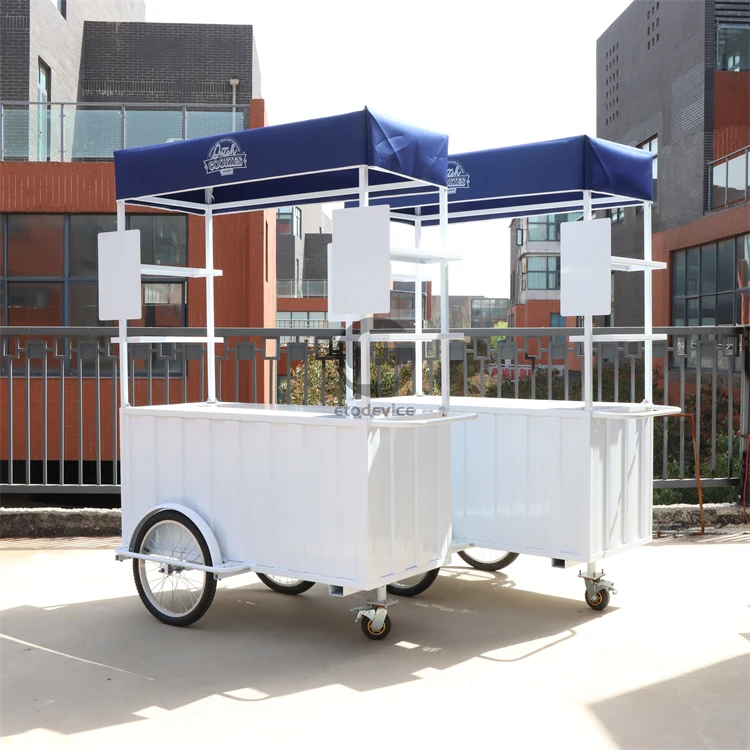 ice cream trailer small wheels ice cream push cart easy move shopping mall candy snack food vending trolley