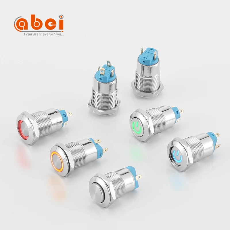 12mm Momentary on off latching LED 4pin 2pin high actuator Mini Metal push button switch 3-6V 12-24V 220V