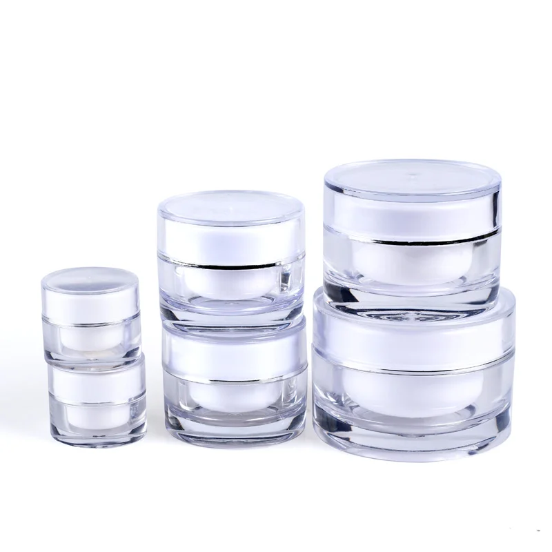 Luxury Diamond Double Wall Empty Cylinder 5g 10g 15g 20g 30g 50g Cosmetic Cream Acrylic Jar for Packing