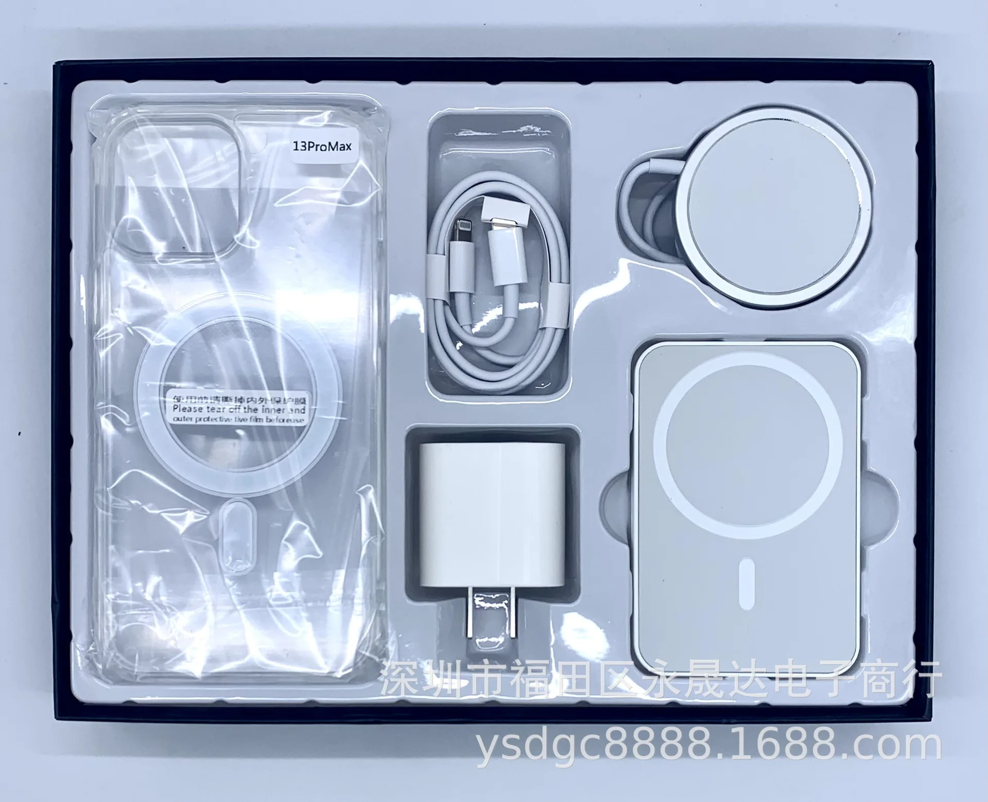 Hot Sale 5000MAh Power Bank 35W Charger Magnetic Case Earphone Mobile Phone Accessories 6 In1 Gift Set For iphone 13 14 pro max