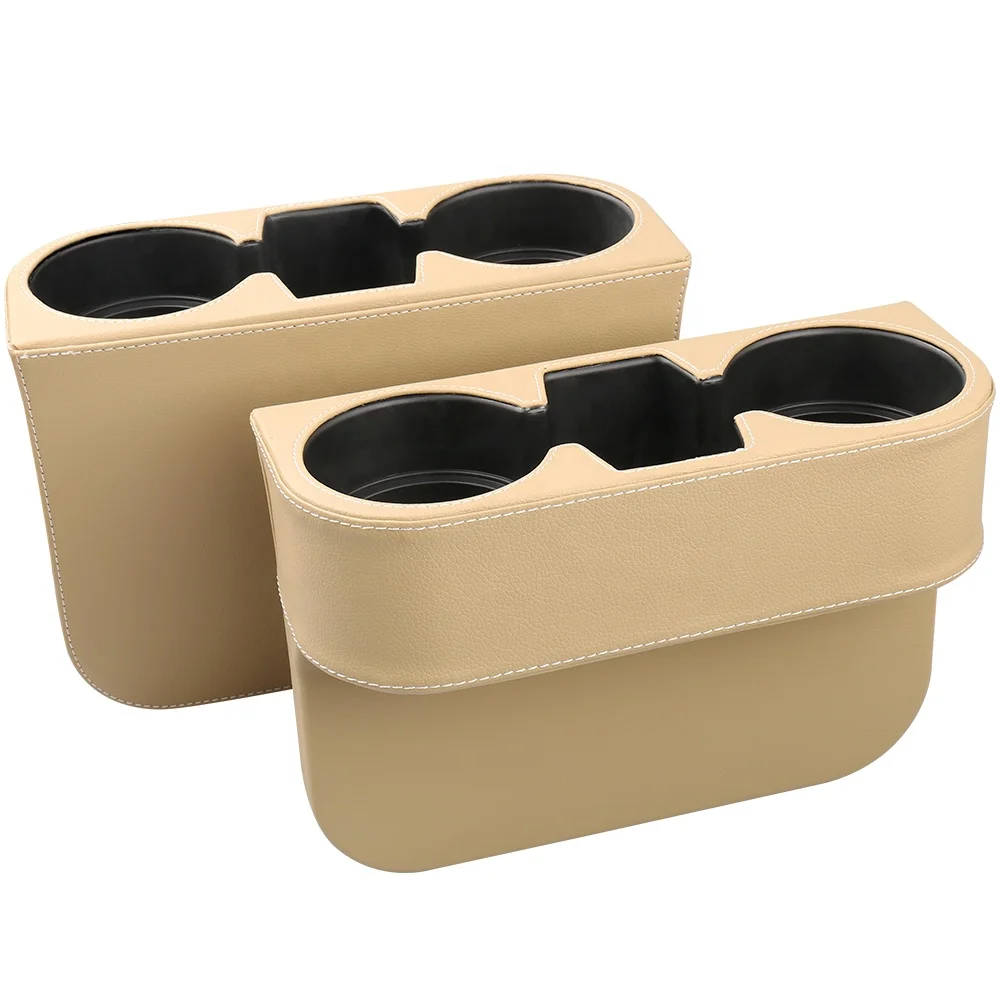 Automotive Interior Cup Holder Console Catcher Leather Seat Side Organizer Car Seat Gap Filler Storage Box
