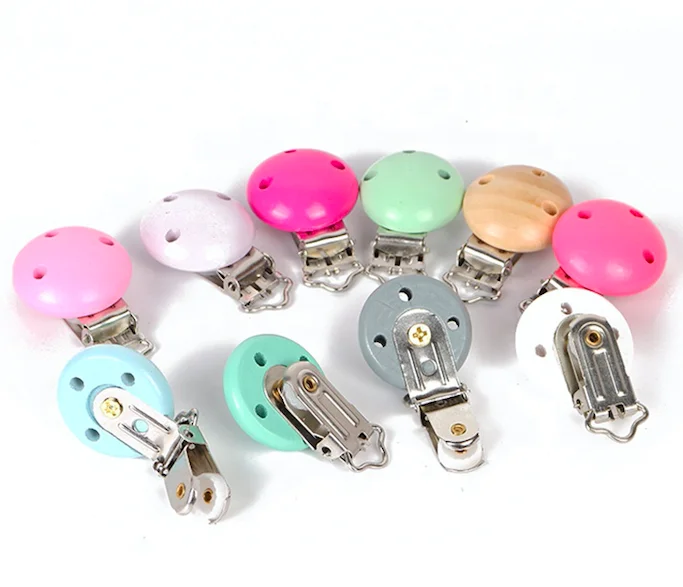 Nipple Chain Teeth Accessories For Three Holes Of Color Round Wooden Baby Pacifier Clip Nipple