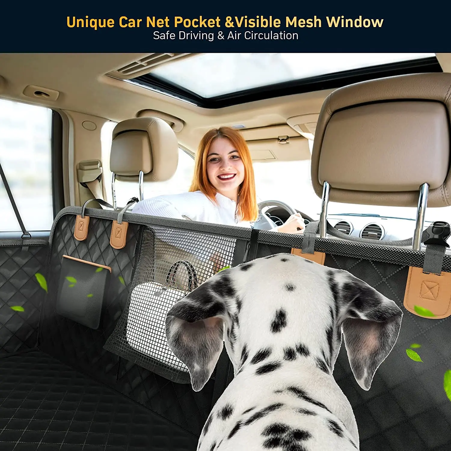 Dog Car Seat Cover for Backseats with Car Net Pocket Back seat Car pet seats cover Waterproof Scratchproof Dog Hammock
