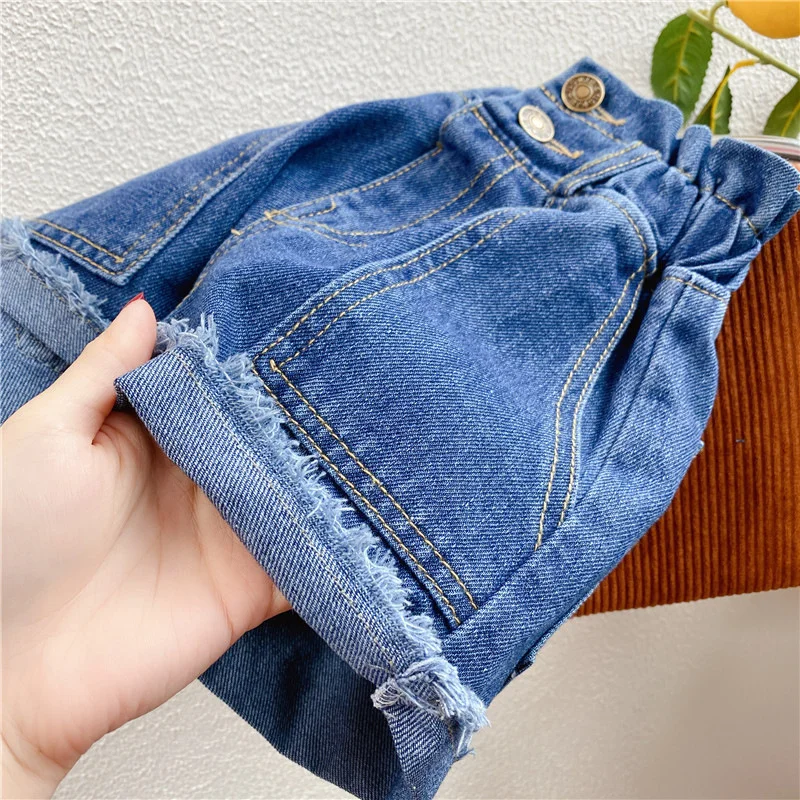 2-7 year Child Denim Short 2024 Summer Girls Baby Retro High Waist Hot Pants baby clothes for children casual jeans girls shorts