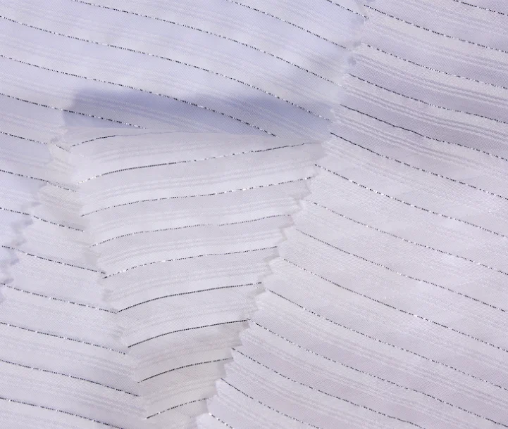 Ready Goods Gold Line Silver Line Good Quality Silk Metallic Lurex Crepe Chiffon Skin Care Natural Fabric for Women Clothes