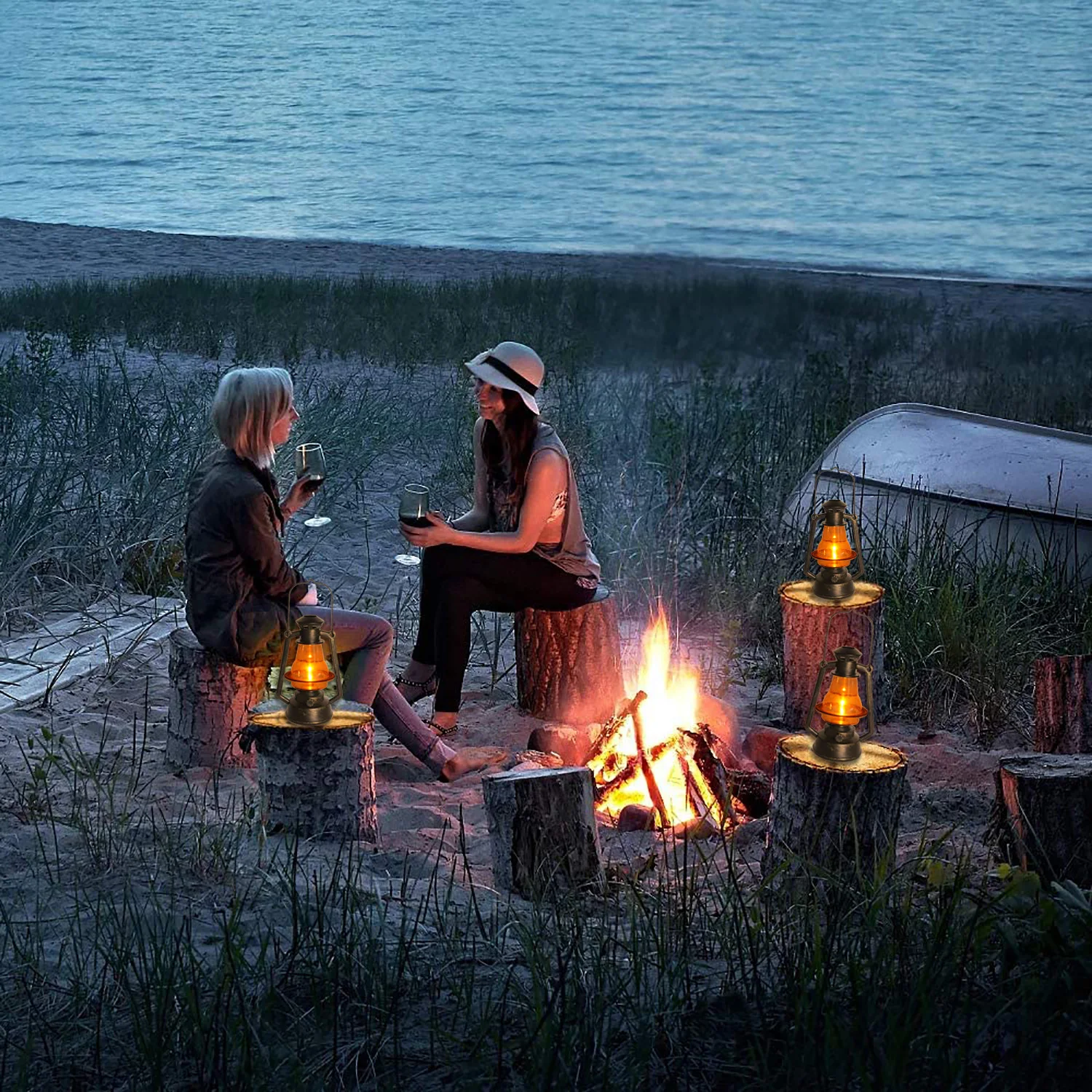 LED Retro Simulated Oil Lamp Flashing Vintage Lamp Rechargeable Camping Lantern Hanging Light for Indoor and Outdoor Decoration