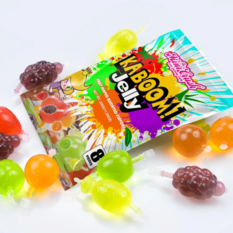 Fruit Jelly Candy, Assorted Flavors Squeezable Vegan-Friendly, 9 Count Bag