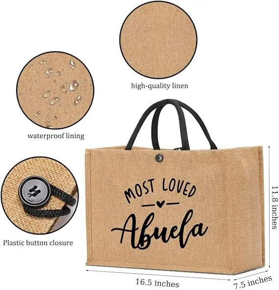 Eco Friendly Waterproof Burlap Gift Tote Bags With Custom Printed Logo Jute Tote Bag