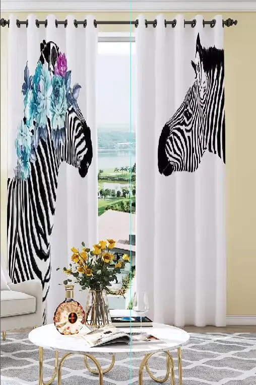 Jiuang Textiles Custom Cartoon Pattern Printing Curtains Window Blinds Blackout Curtain for the Living Room