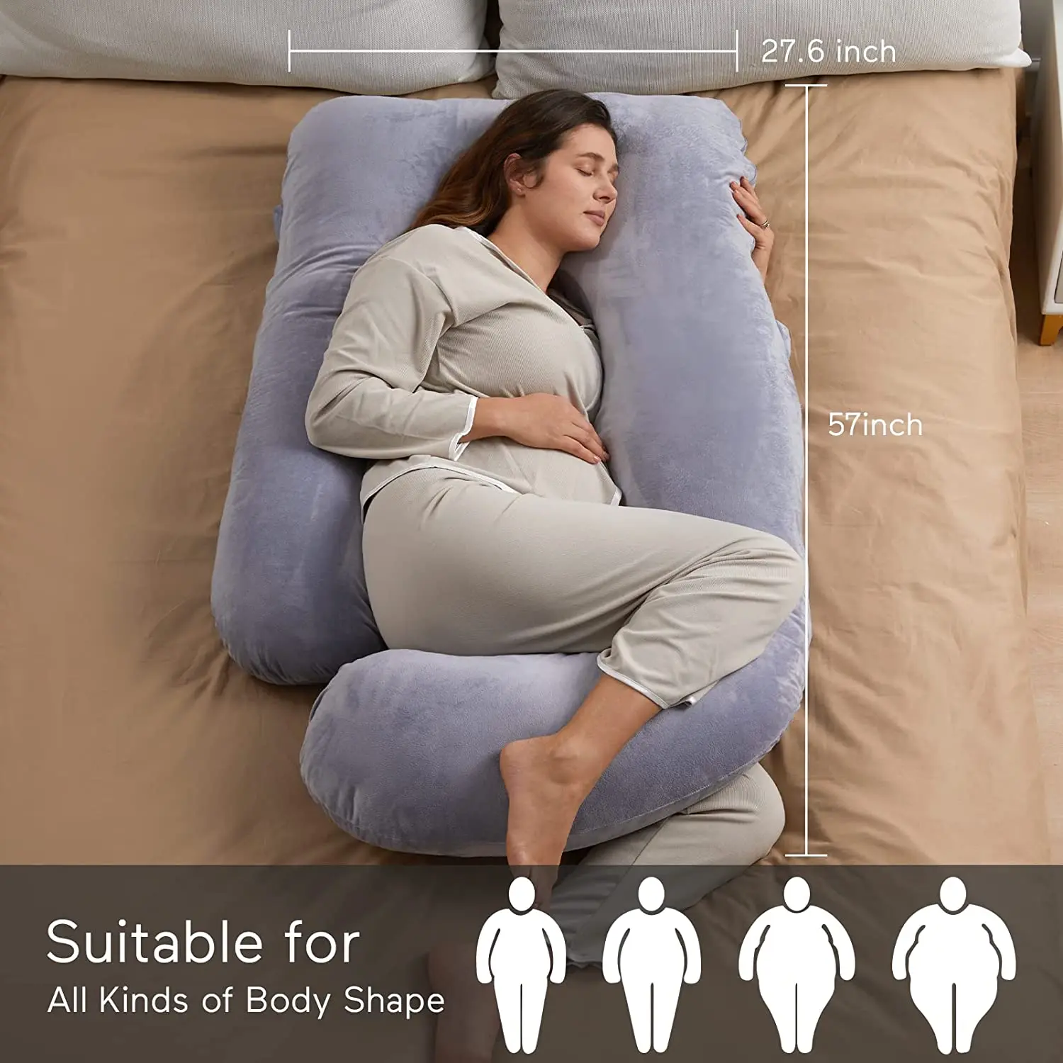 U Shaped Full Body Maternity Pillow With Removable Cover for Pregnant Women