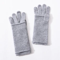 Wholesale Soft Full Finger Mittens Elastic Custom Logo Lightweight Women 100% Pure Cashmere Knit Gloves Winter Warm