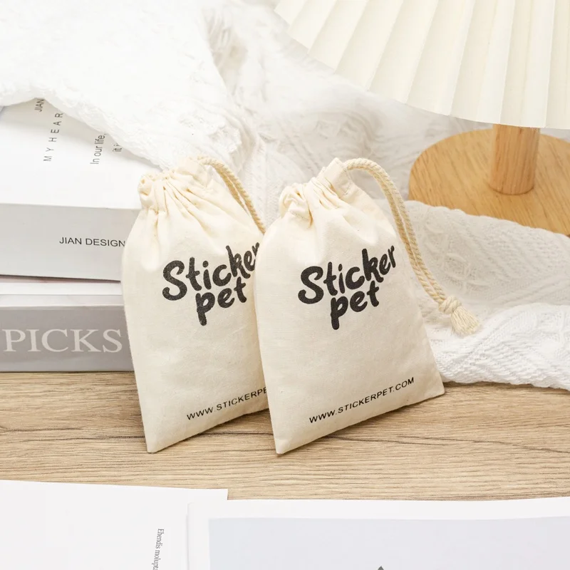 Custom Promotional Natural Cotton Rope Dust Bag Shoes Hair Clothing Packaging Twill Cotton Gift Rope Bag
