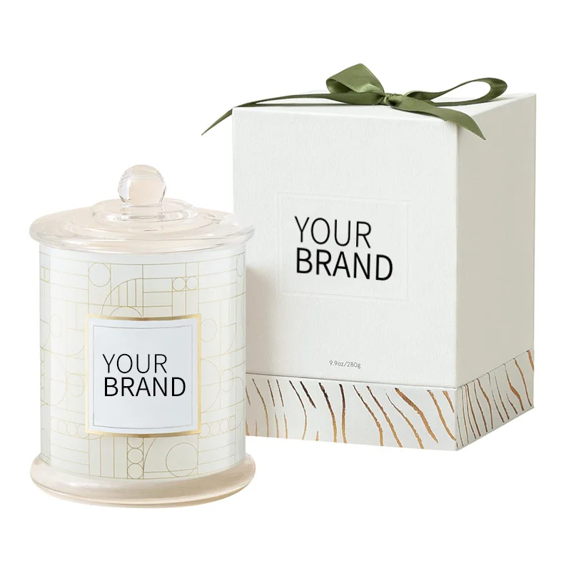 Wholesale Customized Private Label Home Fragrance Natural Soy Wax White Black Glass Jar Scented Candles