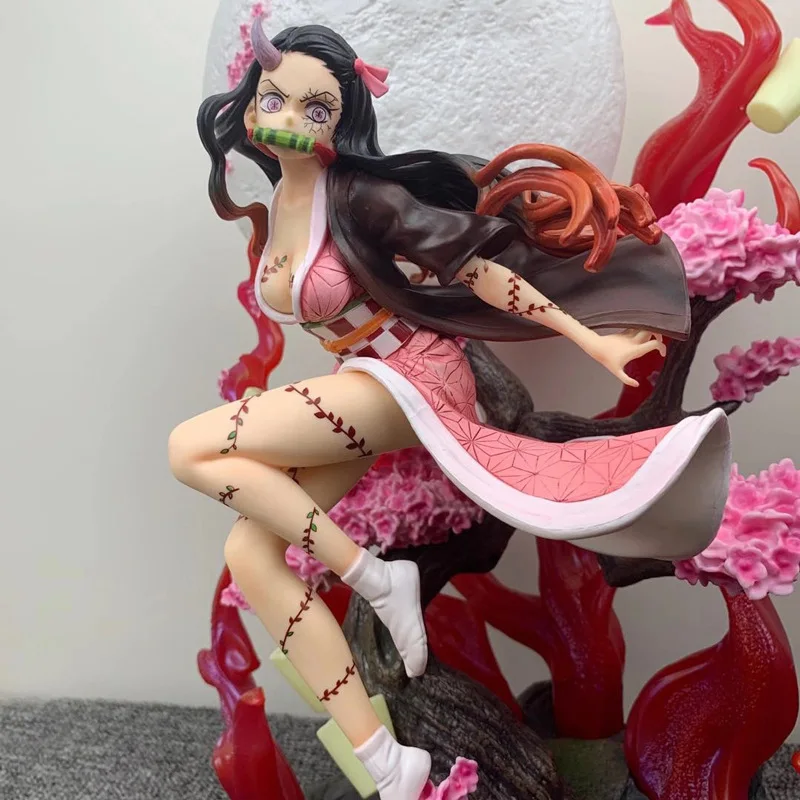 42cm anime Demon Slayer GK Anime action Figure with lights Kamado Nezuko Kimetsu no Yaiba Figurine Statue PVC model Figurine Toy