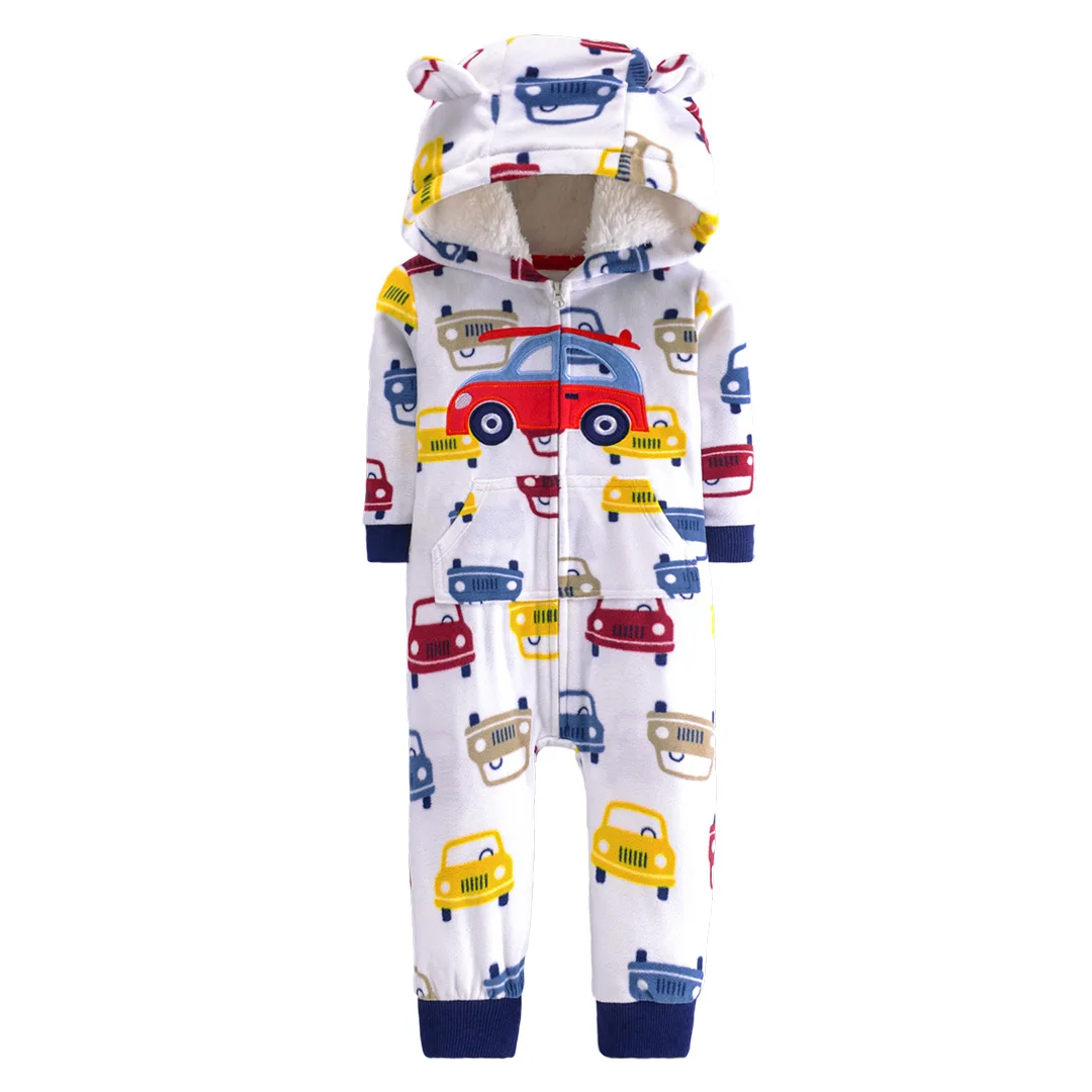 Knitted winter toddler girl clothing wholesale infant clothes long sleeves hoodie jumpsuit