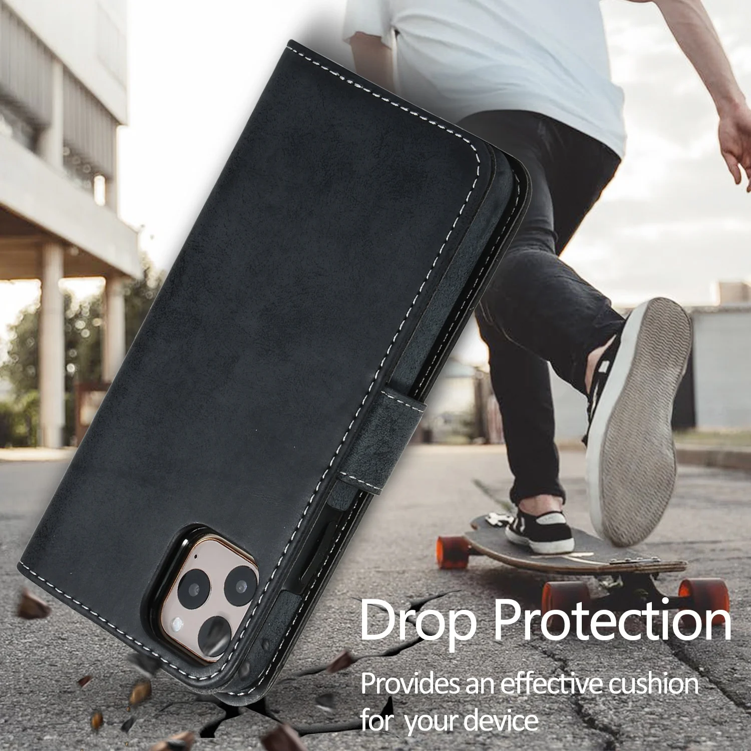 Custom Fashion Magnetic Matte Leather Strong magnet card slot individual 2 in 1 flip cover wallet phone case for iPhone 12 13 14