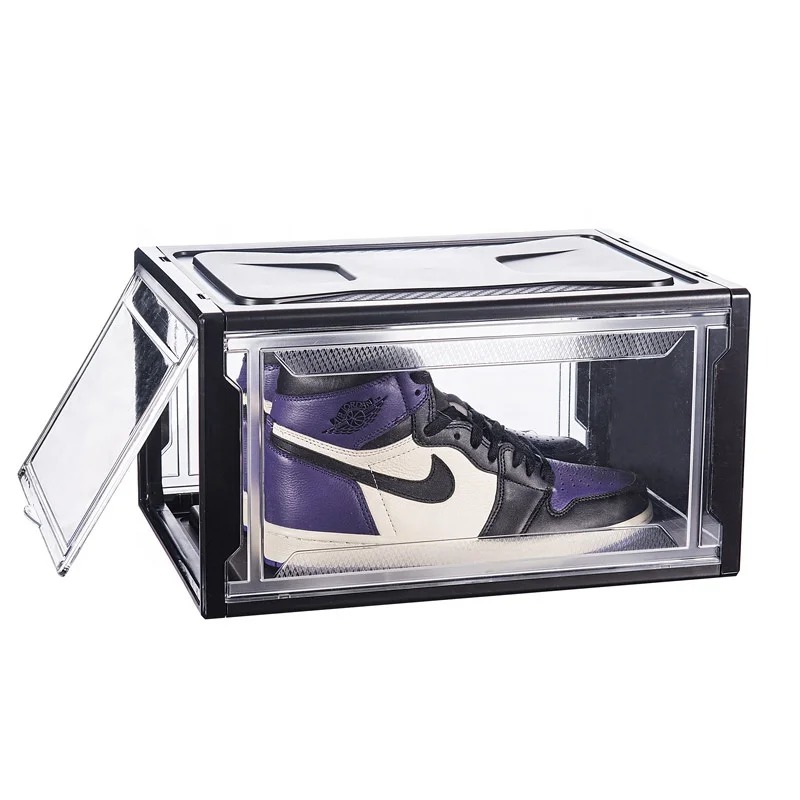 HC0008-2 Hot Selling  Acrylic Magnetic Shoe Box Stackable organizer Clear  Assemblet Shoe Box