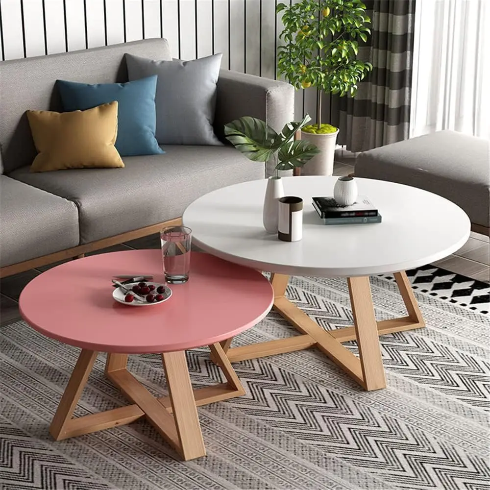 Small Modern Sofa Nordic Style Living Room Round Luxury End Side Bed Coffee Table Wood Wholesale