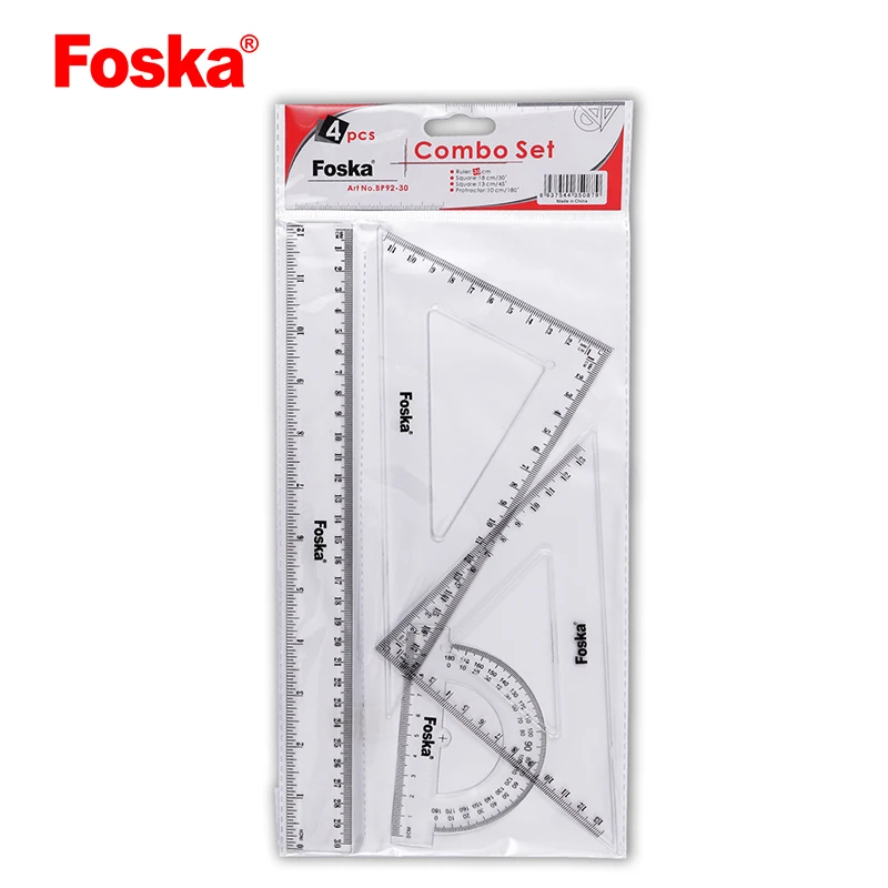 Набор из 4 пластиковых геометрических линейки для
