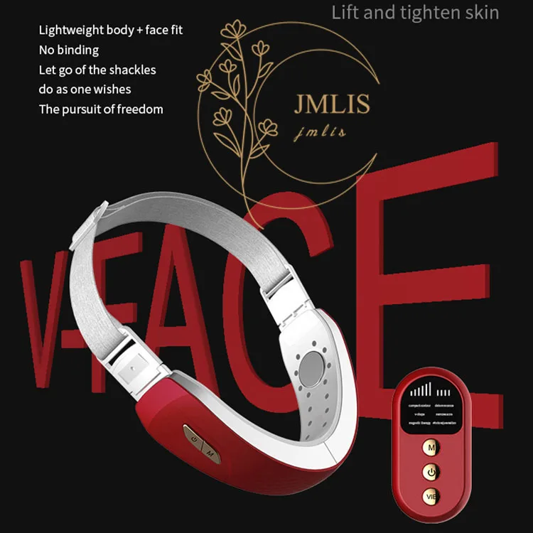 Chin V-Line Up Lift Belt Machine Red Blue LED Photon Therapy Facial Lifting Device Face Slimming Vibration Massager V-Face Care