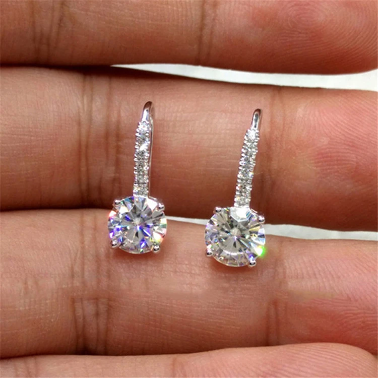 Fashion round zircon earrings electroplated alloy diamond earrings trendy personality ladies shiny earrings